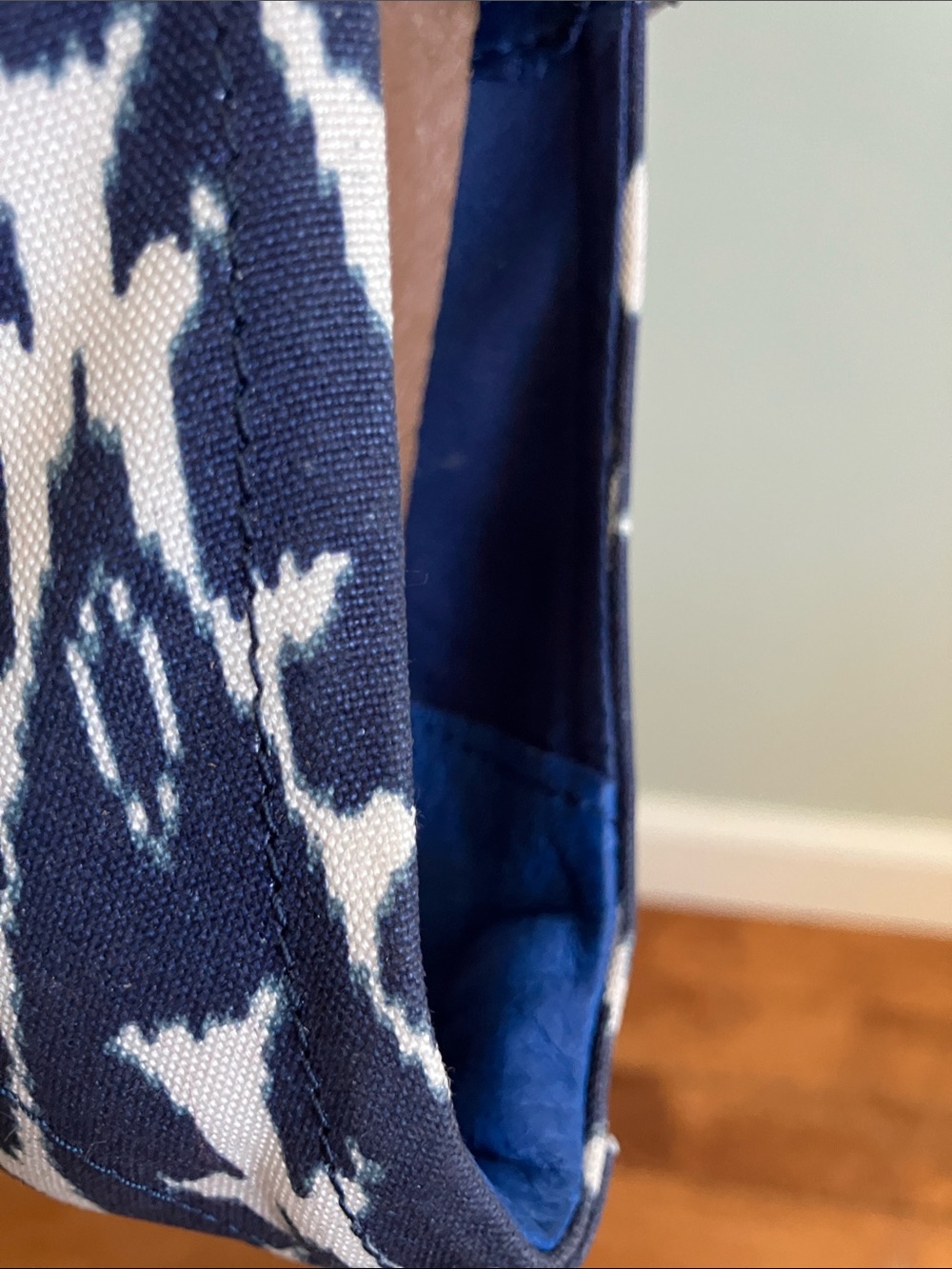 Navy White Ikat Print Canvas Slip On L.L.Bean Womens 7 M Shoes - Picture 13 of 14